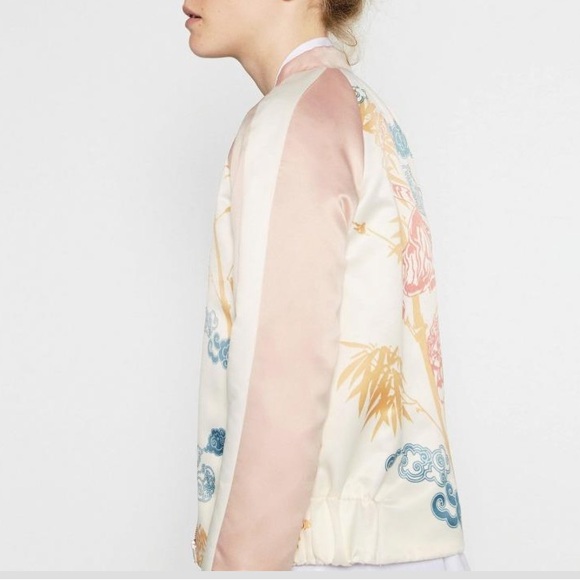Zara Silk Printed Bomber Jacket - Picture 4 of 10